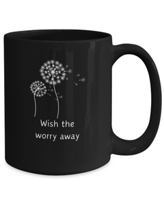 Dandelion Seed Dandelion Fluff Dandelion Wish Black Ceramic Mug gift for dandelion wishes