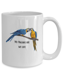 Blue Macaw Parrot Ceramic Mug gift for Bird Owner