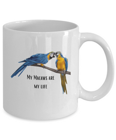 Blue Macaw Parrot Ceramic Mug gift for Bird Owner