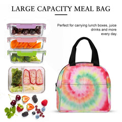 Tie Dye Patterned Insulated Lunch Bag with Pocket Thermal Waterproof