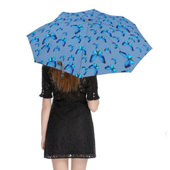 Anti-UV Blue Butterflies Umbrella with Convenient Automatic Open and Close Function