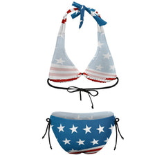 Patriotic American Flag Two Piece Halter Swimsuit