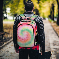 Tie Dye Pattern Multi-Pocket Travel Bag Backpack with padded Straps