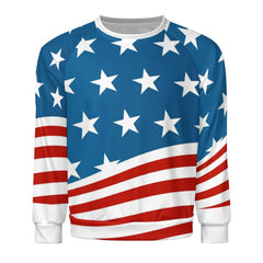 Patriotic American Flag Men's Crewneck Sweatshirt