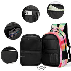 Tie Dye Pattern Multi-Pocket Travel Bag Backpack with padded Straps