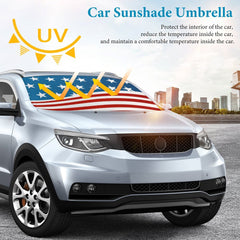 Patriotic American Flag UV Car Sunshade Umbrella for Automobile, SUV, Trucks