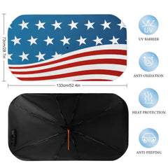 Patriotic American Flag UV Car Sunshade Umbrella for Automobile, SUV, Trucks