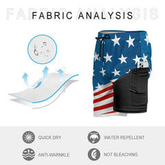 Patriotic American Flag Men's Beach Shorts