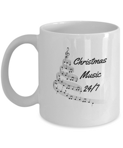 Christmas Music 24/7 mug, Christmas Music 24/7 coffee cup