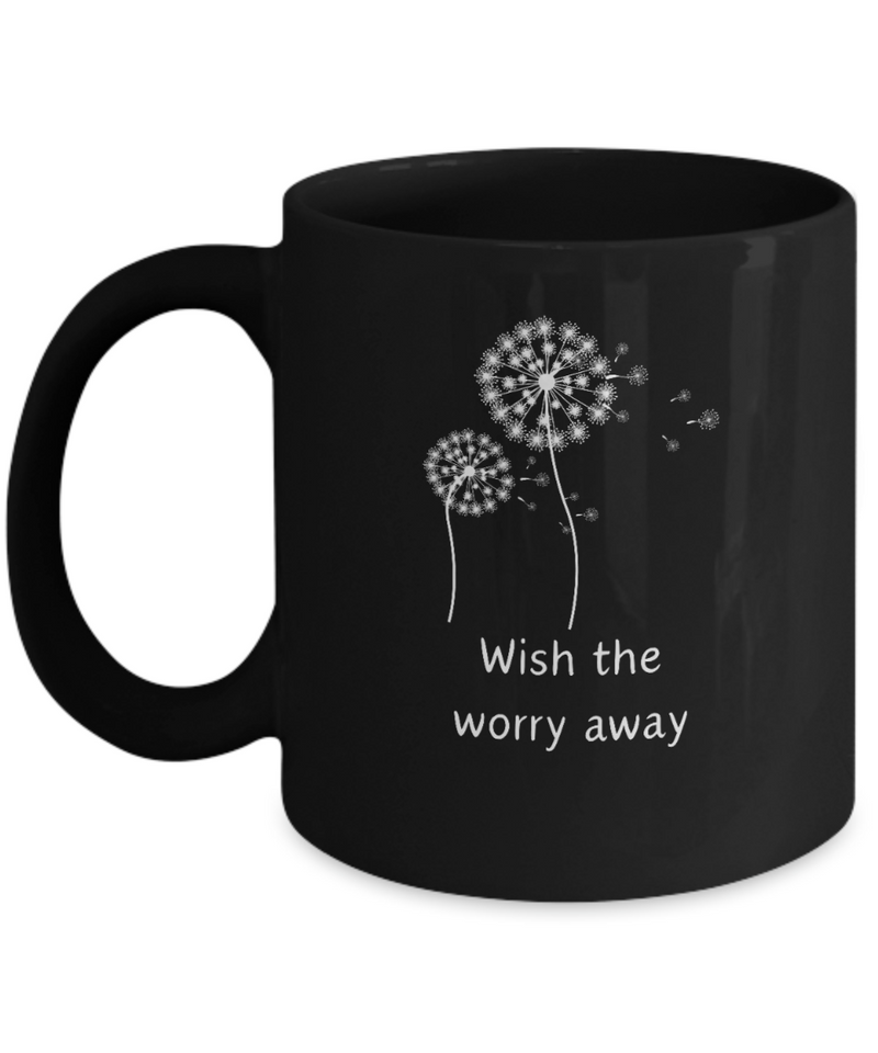 Dandelion Seed Dandelion Fluff Dandelion Wish Black Ceramic Mug gift for dandelion wishes