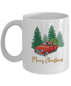 Christmas Red Truck mug, Christmas Red Truck coffee cup