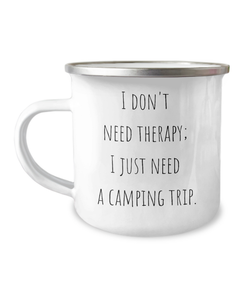 Camping Therapy Metal Coffee Mug 12oz for Camp Coffee Cup