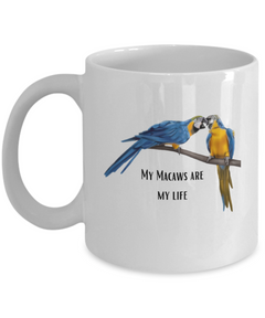 Blue Macaw Parrot Ceramic Mug gift for Bird Owner