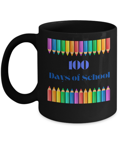 100 Days of School Black Coffee Mug gift for Teacher gift for Student