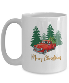 Christmas Red Truck mug, Christmas Red Truck coffee cup