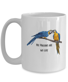 Blue Macaw Parrot Ceramic Mug gift for Bird Owner