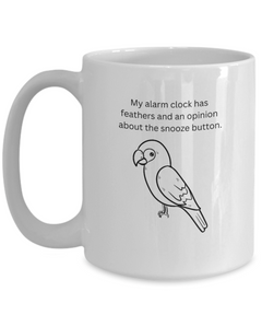 Funny Parrot Alarm Clock Mug Coffee Cup Bird Owner