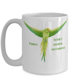 Green Parrot Nature's Chatterboxes Ceramic Mug Gift for Bird Owner