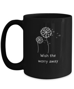 Dandelion Seed Dandelion Fluff Dandelion Wish Black Ceramic Mug gift for dandelion wishes