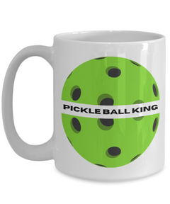 Pickleball King Ceramic White Mug gift for pickleball player