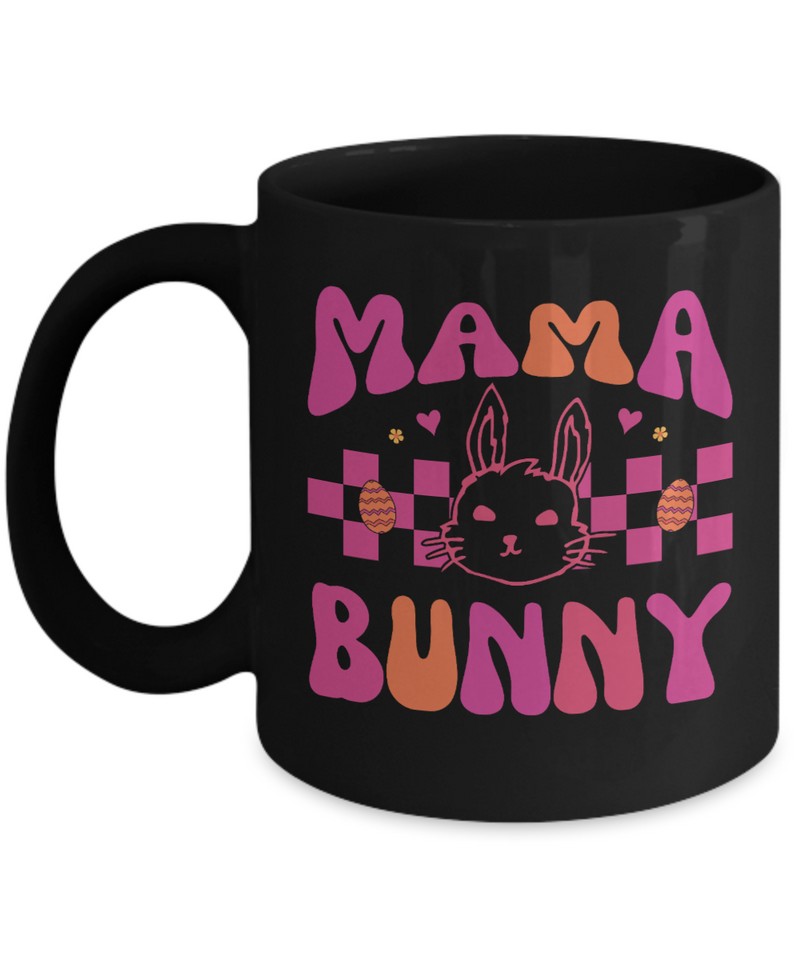 Mama Bunny Easter Bunny Black Ceramic Mug gift for Mom Mother's Day