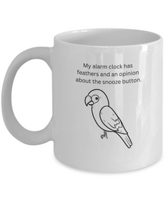 Funny Parrot Alarm Clock Mug Coffee Cup Bird Owner