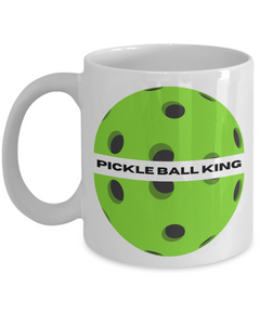 Pickleball King Ceramic White Mug gift for pickleball player