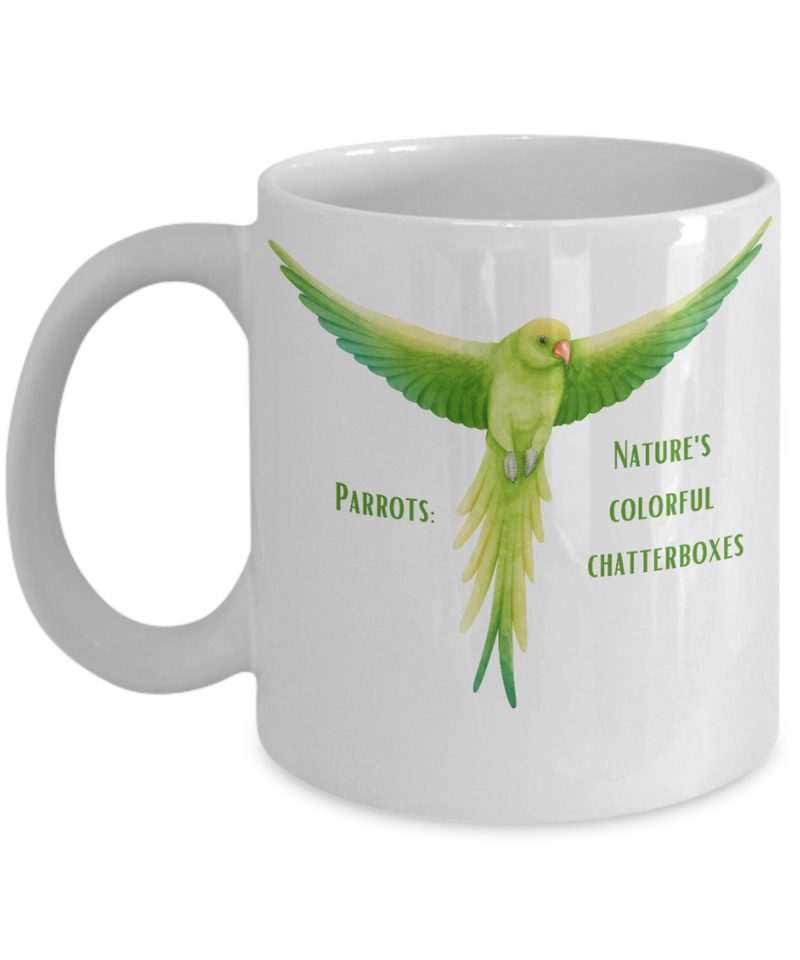 Green Parrot Nature's Chatterboxes Ceramic Mug Gift for Bird Owner