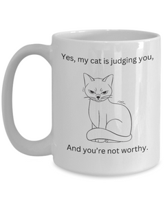 Funny Judging Cat Coffee Mug Coffee Cup