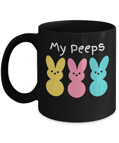 My Peeps Bunnies Black Ceramic Mug gift for Easter