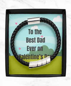 To the Best Dad Ever on Valentine's Day Black Bracelet gift for him