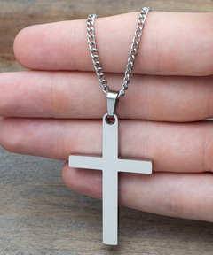 Silver Brass Cross Necklace Unisex Men's Necklace Congratulations on your Confirmation Sacrament Confirmation gift for Baptized Baptism