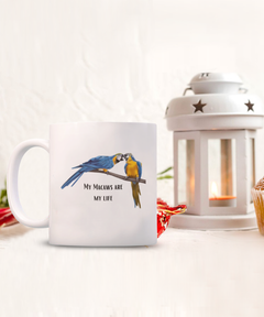 Blue Macaw Parrot Ceramic Mug gift for Bird Owner