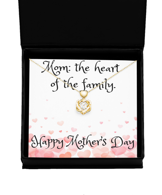Happy Mother's Day Heart of the Family Knot Necklace Gold with Gift Box
