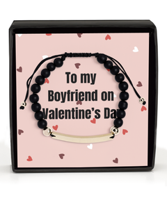 To My Boyfriend on Valentine's Day Black Beaded Bracelet gift for him