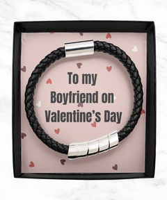 To My Boyfriend on Valentine's Day Black Bracelet silver gift for him