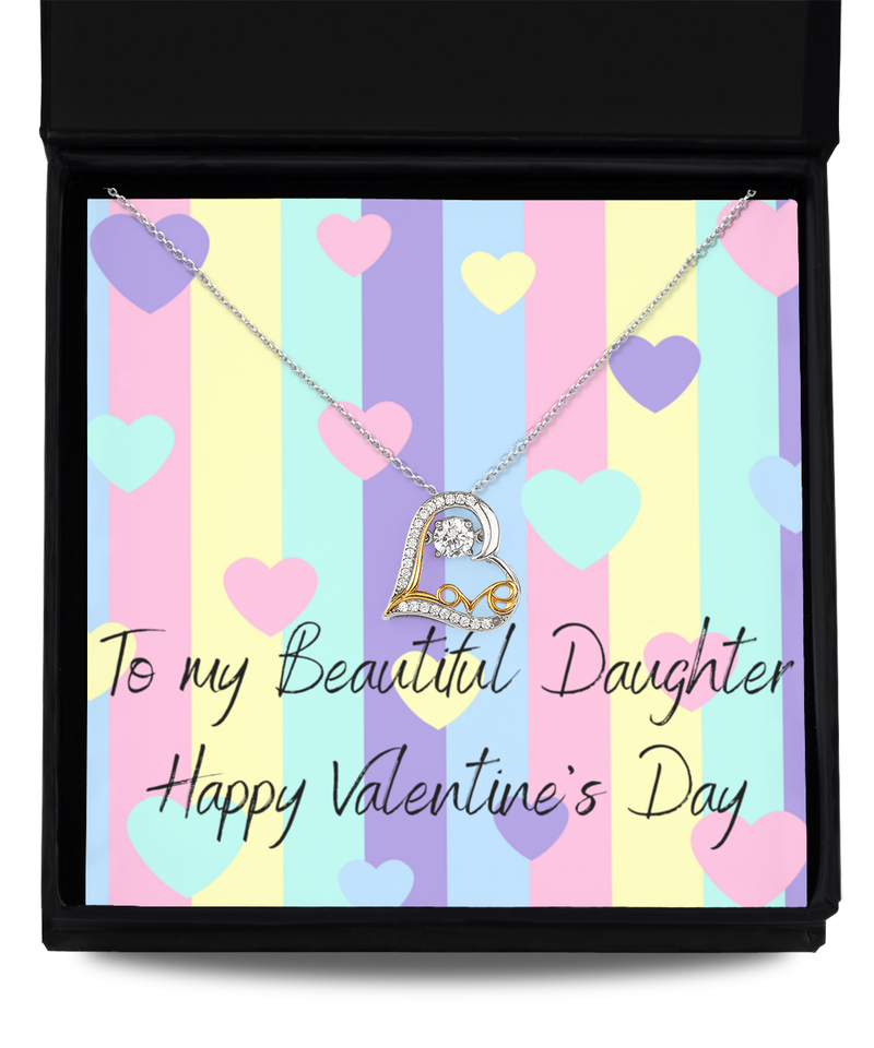 To my Beautiful Daughter Valentine's Day Love Heart Crystal Necklace gift for her