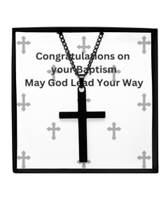 Black Cross Necklace Unisex Men's Necklace Congratulations on your Baptism gift for Baptized Sacrament Confirmation