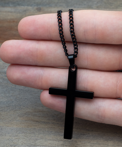 Black Brass Cross Necklace Unisex Men's Necklace Congratulations on your Confirmation Sacrament Confirmation gift for Baptized Baptism