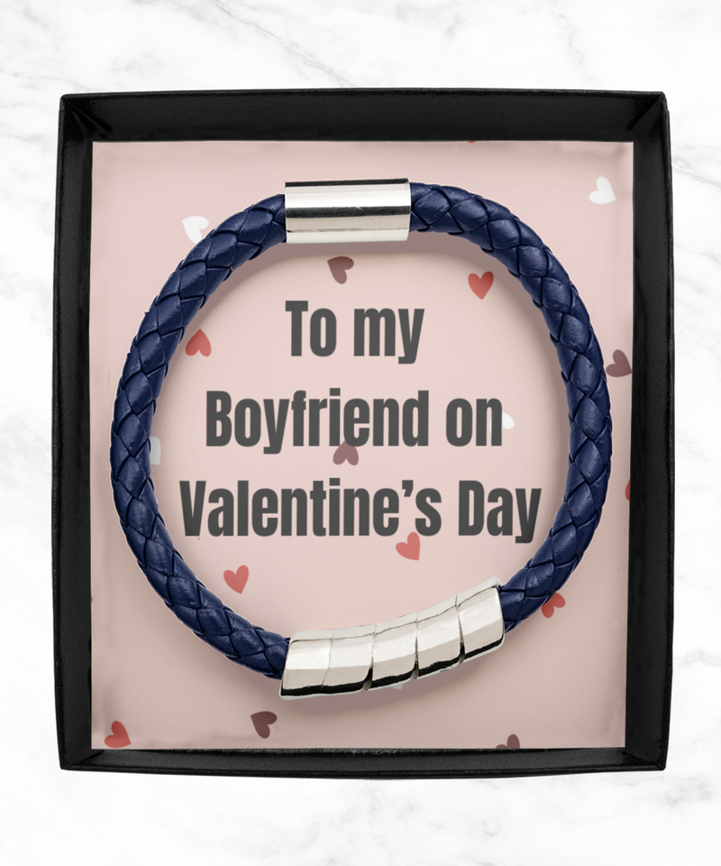 To My Boyfriend on Valentine's Day Blue Bracelet silver gift for him