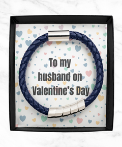 To My Husband on Valentine's Day Blue Bracelet silver gift for him