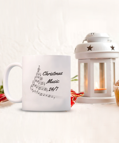 Christmas Music 24/7 mug, Christmas Music 24/7 coffee cup