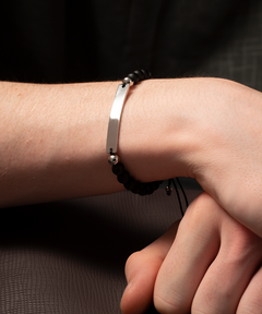 To My Boyfriend on Valentine's Day Black Beaded Bracelet silver gift for him