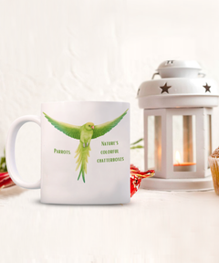 Green Parrot Nature's Chatterboxes Ceramic Mug Gift for Bird Owner