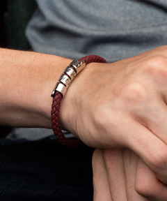 To My Boyfriend on Valentine's Day Maroon Red Bracelet silver gift for him