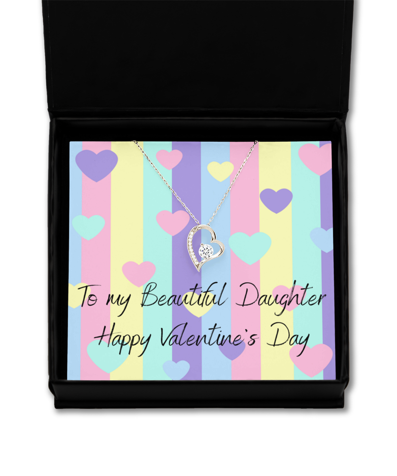 Daughter Valentine's Day Silver Heart Necklace To my Beautiful Daughter