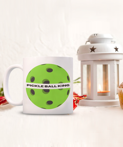 Pickleball King Ceramic White Mug gift for pickleball player