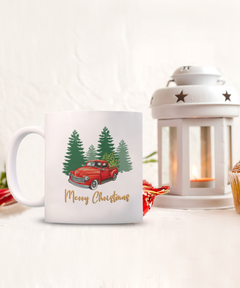 Christmas Red Truck mug, Christmas Red Truck coffee cup