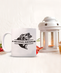 Fishing Genius Ceramic White Mug gift for fisherman fishermen