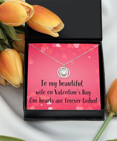 To my Beautiful Wife Valentine's Day Silver Circle Crystal Necklace gift for her